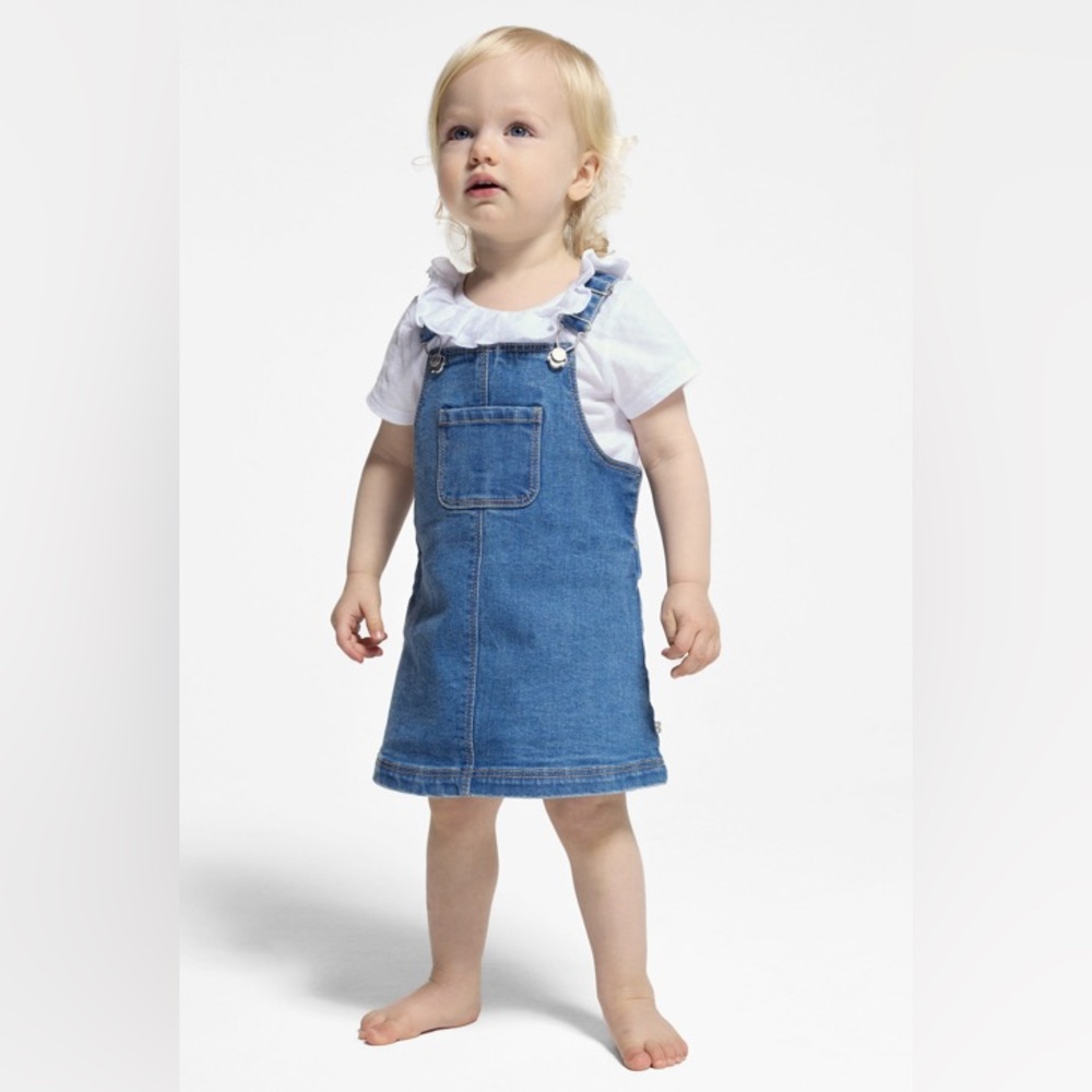 Obaibi Baby girl's blue demin strappy dress, MSRP $32, 6 mo.
